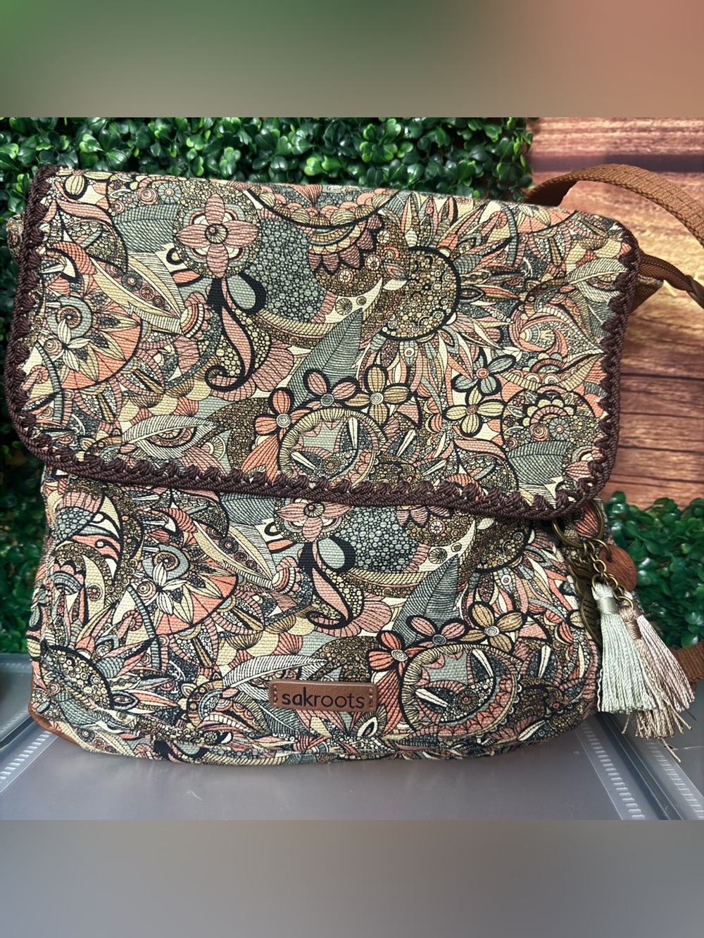Sak Roots Convertible Backpack Crossbody in Sienna Desert Paisley Print Pink